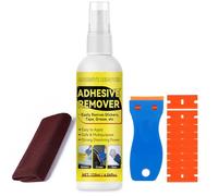 Sticker and Adhesive Remover Spray 120ml with Scraper, Label and Tape Residue Cleaner for Car Glass Plastic Wood, Multi Surface Goo and Grease Remover (ml)