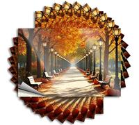 Sticker Balcony Decor Thankful Half Case Autumnal Park with Pumpkins and Benches. - Scratch Resistant Stickers(6X9CM)