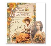 Sticker Book - 20 Sheets Vintage PET Stickers for Scrapbooking, Junk Journaling, Ephemera, and Decorative Crafts - Pre-Cut Floral Design Stickers-A Rich Harvest