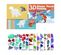 Sticker Book - Educational Travel Activity 3D Geometric Collage Sticker For Kids Stickers By Numbers Book Puzzle Learning Toy For Airplane Car Train Home
