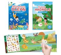 Sticker Book for Toddlers, Kids Jelly Sticker Books: Ocean & Animal Themes, Plane Activity Books for Toddlers & Preschoolers, Reusable Gel Stickers for Creative Play Education
