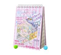 Sticker Book To Create Scenes,Funny Fantasy Miniature Cartoon Art|Scene Book With DIY Stickers,For Adults, Lovers, Friends, Children, Young And Teenagers