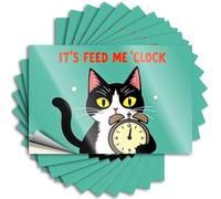 Sticker Bottle Cheap Feed Me Time! - Cat with Clock for Silicone - Front Door Decor Easy Peel Removable(12X18CM)