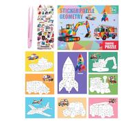 Sticker By Number - 11 Inch Puzzle | Paper Craft - DIY 3D Collage Art Kit For With Airplane And Car Drawings, Fine Motor Skills Activity Educational Toy For A