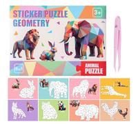 Sticker by Number, Funny Geometric Kit, Cartoon Paint with Stickers, Reusable Learning Set with Colorful Design, Art Craft Kit, for Kids Girls Teen Family School Classroom Home Office Travel