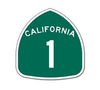 Sticker California Route Highway 1 car bumper window 101 mm x101 mm