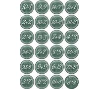 Sticker - Christmas Numbers 1-24 - Calculation Tasks - 40 mm Grey - Label - Sticker - Christmas Calendar Christmas Advent to Stick On Gifts Cards