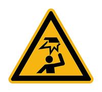 Sticker Danger Warning NF ISO 7010 - Laminated Triangular Signage Adhesive Sticker Water and UV Resistant - Obstacle In Height - 5x5 cm