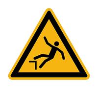 Sticker Danger Warning NF ISO 7010 - Laminated Triangular Signage Adhesive Sticker Water and UV Resistant - Danger of Falling - 30x30 cm