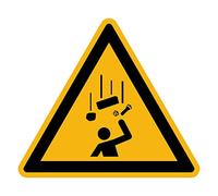Sticker Danger Warning NF ISO 7010 - Laminated Triangular Signage Adhesive Sticker Water and UV Resistant - Falling Objects - 25x25 cm