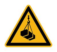 Sticker Danger Warning NF ISO 7010 - Laminated Triangular Signage Adhesive Sticker Water and UV Resistant - Beware Overhead Load - 20x20 cm