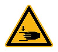 Sticker Danger Warning NF ISO 7010 - Laminated Triangular Signage Adhesive Sticker Water and UV Resistant - Crushing Of Hands - 5x5 cm