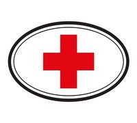 Sticker / Decal - JDM - Die cut - Medic Cross Oval Bumper Sticker red cross 152mmX101mm