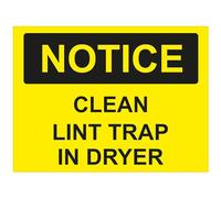 Sticker / Decal - JDM - Die cut - NOTICE Clean Lint Trap In Dryer Sign Sticker 152mmx114mm