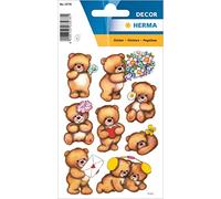 Sticker, decorative label, Decor Bears with flowers, 3 sheet, 1 pack