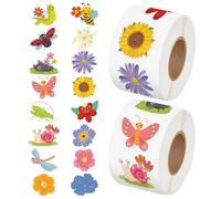 Sticker Flower Roll, Insect Stickers, Pack of 1000 Sticker Roll, Butterfly Stickers, Sticker Roll Children for Classroom, Gifts, Birthdays, Teachers, Parents and Reward for Students