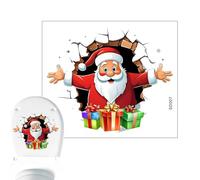 Sticker for toilet seat, lid cover, cute Santa Claus breaking through the wall, self-adhesive wall sticker for toilet - for bathroom, kitchen, bedroom, door, windscreen
