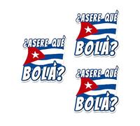 Sticker Funny Cuban Saying Havana Cuba Flag Asere Que Bola 3"×4" Decals for Laptop Window Car Bumper Helmet Water Bottle (3 PCs/Pack)