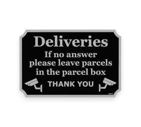 Sticker Gold - 12cm DELIVERIES PARCEL BOX NOTICE Self Adhesive Stickers - Sign, Front Door, Courier, Postman, Black/Grey SG035