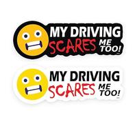 Sticker Gold 18cm - 2 Colour Options - My Driving Scares ME Too! Self Adhesive Sticker - Fun Car, Van, Camper New Driver Joke Decal (Black)