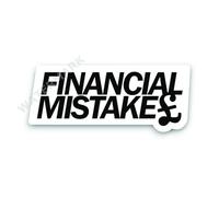 Sticker Gold - 2 Colour Options - Financial Mistake 15cm Self Adhesive Sticker - Classic Vintage Show Car Bike Boat Van Camper Funny Decal (White)