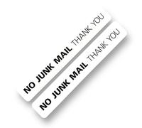 Sticker Gold 2 Pack - 200mm X 30mm NO Junk Mail Self Adhesive Stickers - Sign, Letter Box, Front Door, Flyers, Leaflets, Canvasing, Warning, Notice