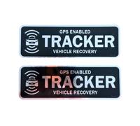Sticker Gold - 2 PACK - Small 8cm Chrome GPS Enabled Tracker Vehicle Recovery Self Adhesive Stickers - Water Proof - Alarm, Sign, Notice, Decal, Warning, Car, Van SG155