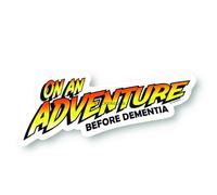 Sticker Gold - Gloss Laminated - On an Adventure Before Dementia Self Adhesive Sticker - 21cm - Campervan Camper Van Vanlife Caravan Decal Holiday Funny Indiana Mission