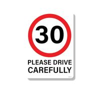 Sticker Gold - Large A4 Please Drive Carefully 30MPH Wheelie Bin Self Adhesive Sticker- 21cm x 27cm Recycling Rubbish Waste Village Speed Limit Warning Sign Decal SG152