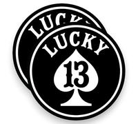 Sticker Gold - Lucky 13 Self Adhesive Stickers - Ace of Spades, Tattoo Motorbike, Camper Decal SG141 (2 Pack - 8cm)