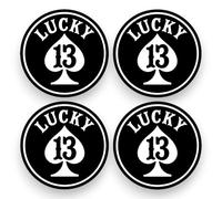 Sticker Gold - Lucky 13 Self Adhesive Stickers - Ace of Spades, Tattoo Motorbike, Camper Decal SG141 (4 Pack - 5cm)