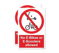 Sticker Gold - No E-Bikes Or E-Scooters Allowed Self Adhesive Stickers - Water Proof, Notice, Warning, Bicycle SG436 (10cm x 15cm (2 Pack))