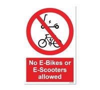 Sticker Gold - No E-Bikes Or E-Scooters Allowed Self Adhesive Stickers - Water Proof, Notice, Warning, Bicycle SG436 (18cm x 28cm (Single))