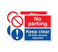 Sticker Gold - No Parking Keep Clear Self Adhesive Stickers - Water Proof, Notice, Warning, Sign Private SG435 (18cm x 12cm (2 pack))