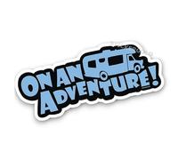 Sticker Gold - On an Adventure Self Adhesive Sticker - 7 Colour Options - 2 Size Options Campervan Camper Van Caravan Decal Vanlife (Blue, 26cm Wide)