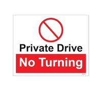 Sticker Gold - Private Drive No Turning Self Adhesive Stickers - Water Proof, Notice, Warning, Sign SG437 (18cm x 14cm (single))