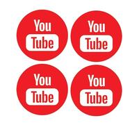 Sticker Gold - YouTube Round Icon Self Adhesive Stickers - 3 Size Options - Social Media Work Van Shop Office Sign Graphics Advertising Decal (5cm (4 Pack))