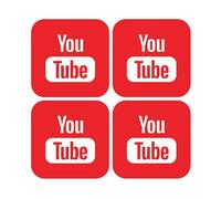 Sticker Gold - YouTube Square Icon Self Adhesive Stickers - 3 Size Options - Social Media Work Van Shop Office Sign Graphics Advertising Decal (5cm (4 Pack))