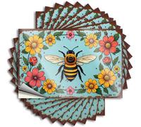 Sticker Heavy Dorm Room Stuff Bottle Brightly Colored Bee Amidst Vibrant Floral Frame - No Residue Decals for Coffee(12X18CM)