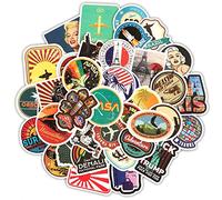 Sticker Junkies 50 Pcs Luggage stickers Travel Map vintage retro labels graffiti Vinyl bomb style for Laptop Water Bottle Scrapbook Skateboard Motorcycle Helmet iphone Car suitcase Decals patches