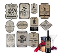 Sticker Kit - Haunted Beverage Vessel Graphics Twelve Pack, Peel Stick Paper Artwork | Drink Stickers Housewarming Wine Bottle Labels Self-Adhesive, Kitchen Celebration Accent, Event Visual