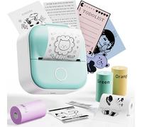 Sticker Maker Machine T02 - Inkless MIni Printer with 3 Roll of 50mm Sticker Paper - Bluetooth Portable Printer for iPhone iPad Android Kids List Labels Notes Memo DIY Birthdays Gifts Thermanote