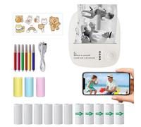 Sticker Maker,Wireless Inkless Thermal Machine | Sticker Printer Machine with 14 Rolls Paper,for Office Home School Travel Journal Memo Photo