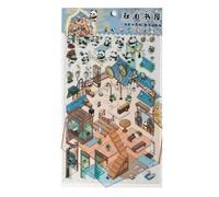 Sticker Miniature Scene Miniature House Sticker | Effect Cartoon Scene Decal, Chinese Style Panda House Sticker, Phone Case Decal, Hand Account Sticker for Kids