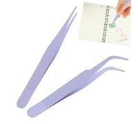 Sticker Precision Elbow Tweezers | Durable Stainless Tool Set with Lace Wraps Ideal for Creating Beauty Eye Caps Patch Application Eyelash Styling Scrapbook Cutting Tasks Ho