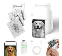 Sticker Printer,Bluetooth Portable Mini Printer with 1 Rolls,Children's AI Voice Printing toys,Inkless Sticker Printer for Study,Notes,Photos,Pocket Thermal Printers Compatible with Phone & Tablet (A)