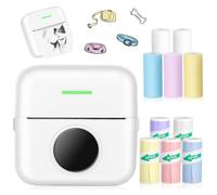 Sticker Printer, Mini Pocket Printer with 10 Rolls Printing Paper for Android or iOS APP, Portable Bluetooth Inkless Printer Gift for Kids, Thermal Printer for Photo Journal Notes Memo