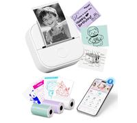Sticker Printer, Mini Printer for Phone, Smart AI APP, Thermal Portable Bluetooth Sticker Maker Label Machine with 3 Rolls Paper, for Study Notes, Pictures, Journal, DIY Gifts for School Office Home