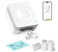 Sticker Printer, PM230 Bluetooth Portable Mini Printer with 3 Rolls, for DIY Creation, Study Notes, Pictures, Receipts, List, Multiple Templates for Phone & Tablet, White