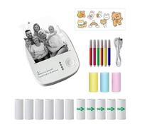Sticker Printer - Portable Inkless Wireless Label Thermal Machine, Sticker Printer Machine with 14 Rolls Paper Bundle, High Resolution Pocket Memo Creator, Digital Organization Productivity Function